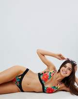 Thumbnail for your product : ASOS DESIGN Tropical Reflection Print Deep Triangle Bikini Top
