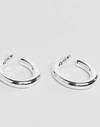 ASOS Design Silver Plated Oval Hoop Earrings