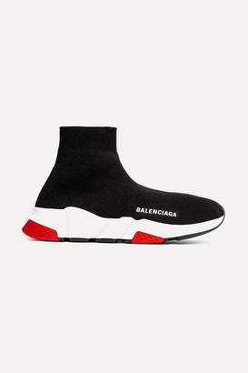 Balenciaga Speed Logo-print Stretch-knit High-top Sneakers - Black