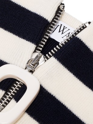 J.W.Anderson Navy And Cream Striped Zip Up Wool Neck Cuff