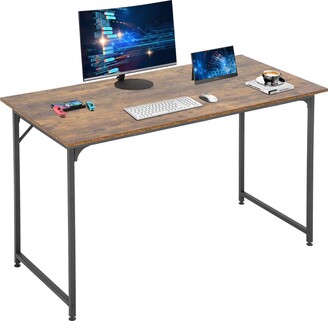 Home Office 47" Computer Desk With Metal Frame Brown