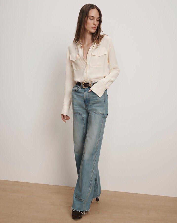 Veronica Beard Taylor Wide-Leg Jean with Chaps