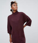 Thumbnail for your product : Monki high neck knit dress in burgundy