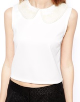 Thumbnail for your product : ASOS Shell Top with Lace Collar