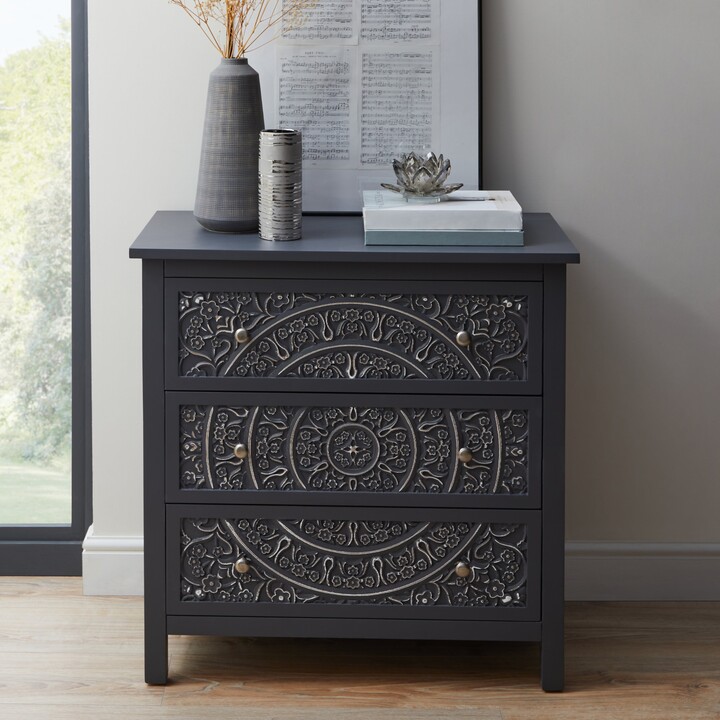 Dunelm Samira 3 Drawer Chest Charcoal ShopStyle