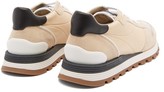 Thumbnail for your product : Brunello Cucinelli Monili-chain Suede And Satin Trainers - Beige