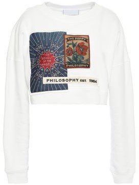 Philosophy di Lorenzo Serafini Cropped Appliqued French Cotton-terry Sweatshirt