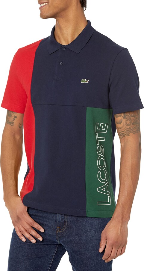 Lacoste mens Short Sleeve Colorblock Taping Regular Fit Polo Shirt -  ShopStyle