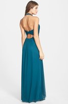 Thumbnail for your product : Xscape Evenings Embellished Drape Front Halter Gown