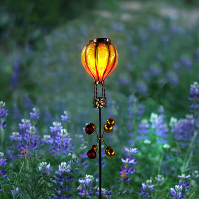 Alpine 45"H Solar Hot Air Balloon Spinning Garden Stake with LED Lights for Garden, Patio & Lawn