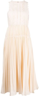 Self-Portrait Scallop-Detail Mid-Length Dress