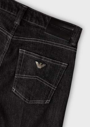 Emporio Armani J02 Flared Jeans In Stretch Denim