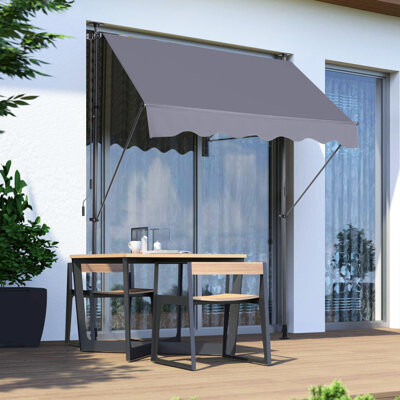 Latitude Run Patio Sun Shade Awning - 78'' With Protection And Easy Installation 100% Made Manual Retractable For Garden
