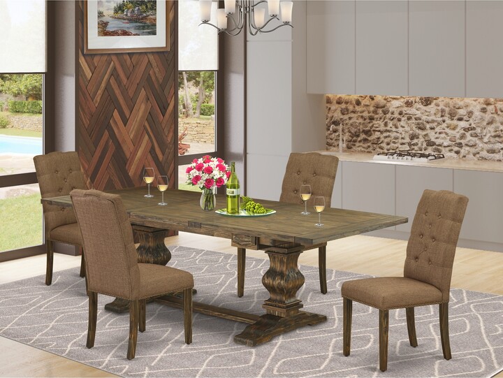 East West Furniture Dining Set a Rectangle Dining Table and Parson