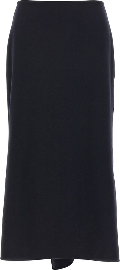 Victoria Beckham Asymmetric Hem Flare Midi Skirt