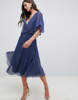 Thumbnail for your product : Asos Tall ASOS DESIGN Tall flutter sleeve midi dress with pleat skirt