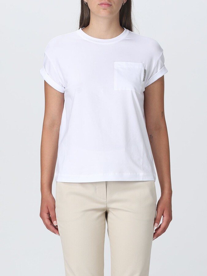 Brunello Cucinelli cotton T-shirt with monili - ShopStyle