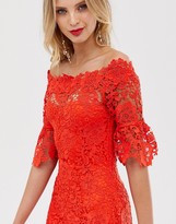 Thumbnail for your product : Paper Dolls off shoulder crochet dress with frill sleeve