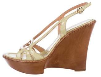 Sergio Rossi Patent Leather Slingback Wedges w/ Tags