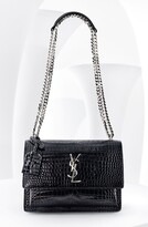 Thumbnail for your product : Saint Laurent 'Medium Monogram Sunset' Croc Embossed Leather Shoulder Bag