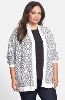 Thumbnail for your product : Foxcroft Jacquard Open Front Cardigan (Plus Size)