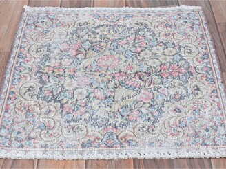 Hand Knotted Multicolored Overdyed & Vintage with Worn Wool Oriental Rug