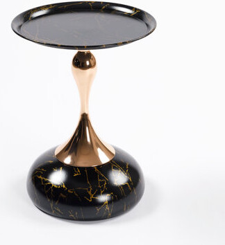 Mercer41 End Coffee Table Round Side Table Modern Metal Pedestal Table Minimalist Accent Table For Small Spaces Drink Martini Table Decoration
