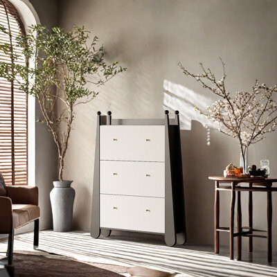 DICIXA French Flip Bucket Shoe Cabinet 12 Pair Shoe Storage Cabinet