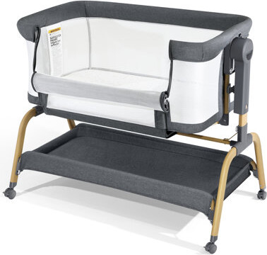 3 In 1 Baby Bassinet, Bedside Bassinet For Baby, Rocking Bassinet With Comfy Mattress And Wheels, 6 Height Adjustable Easy Folding Portable Bedside Cr