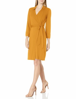 Lark & Ro Amazon Brand Women's Matte Jersey Collared V-Neck Long Sleeve  Wrap Dress - ShopStyle