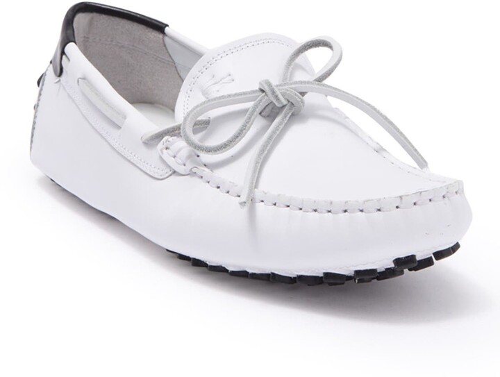 lacoste boat shoes white
