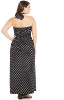 Thumbnail for your product : Love Squared Plus Size Halter Polka-Dot Maxi Dress