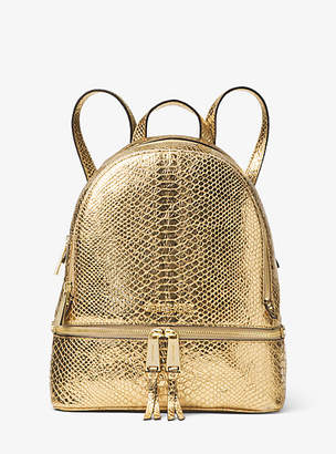 Michael Kors Rhea Metallic Snake-Embossed-Leather Backpack
