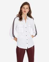 Thumbnail for your product : Express Striped Sleeve Easy Fit Cotton Shirt