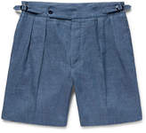 Thumbnail for your product : Ralph Lauren Purple Label Pleated Linen and Mulberry Silk-Blend Shorts
