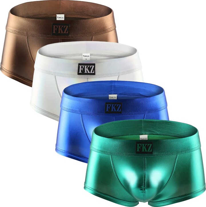 SFBBCLOZ Men's Metallic Underwear Holographic Shiny Metallic Swim Boxer ...