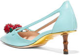 Thumbnail for your product : Gucci Embellished Leather Pumps - Turquoise