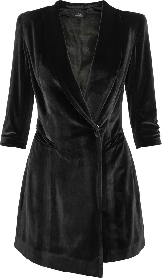 Avenue N°29 Asymmetric Velvet Blazer Dress - Black