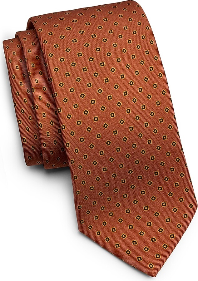 Kiton Men's Micro Geometric Silk Tie - Orange Blue