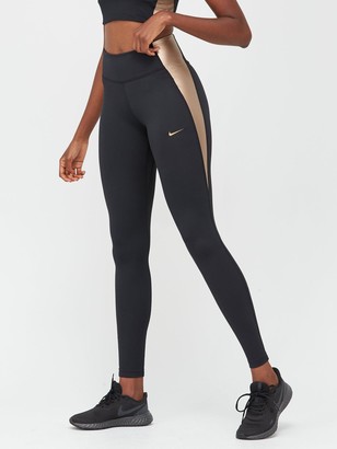 Nike The One Colourblock Leggings Black/Gold - ShopStyle Activewear Trousers