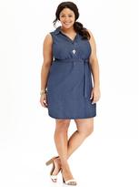 Thumbnail for your product : Old Navy Women's Plus Sleeveless Chambray Shirt Dresses