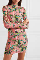 Thumbnail for your product : Vetements Floral-print Stretch-jersey Mini Dress - Pink