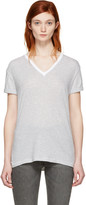 T by Alexander Wang - T-shirt à col en V gris et blanc