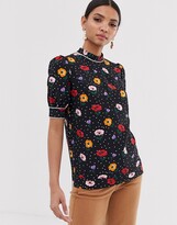 Thumbnail for your product : Fashion Union high neck blouse in poppy print