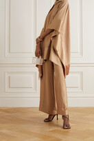 Thumbnail for your product : Taller Marmo Palm Beach Satin-trimmed Silk-blend Crepe Wide-leg Pants - Sand