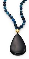 Thumbnail for your product : Nest Teal Agate & Black Horn Long Pendant Necklace