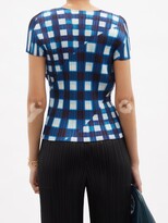 Thumbnail for your product : Pleats Please Issey Miyake Shibori-check Technical-pleated T-shirt - Blue White