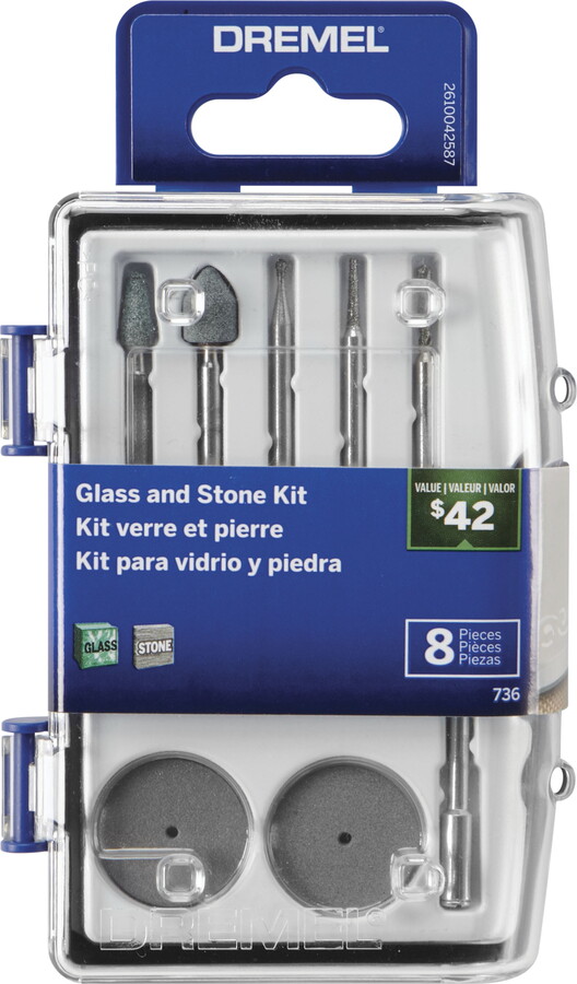 Dremel 736-01 Glass and Stone Rotary Tool Accessory Micro Kit, 8 Pieces