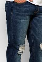 Thumbnail for your product : boohoo Slim Fit Raw Rigid Jeans With Distressing