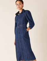 Thumbnail for your product : Monsoon Belted Denim Midi Dress in Organic Cotton Blue